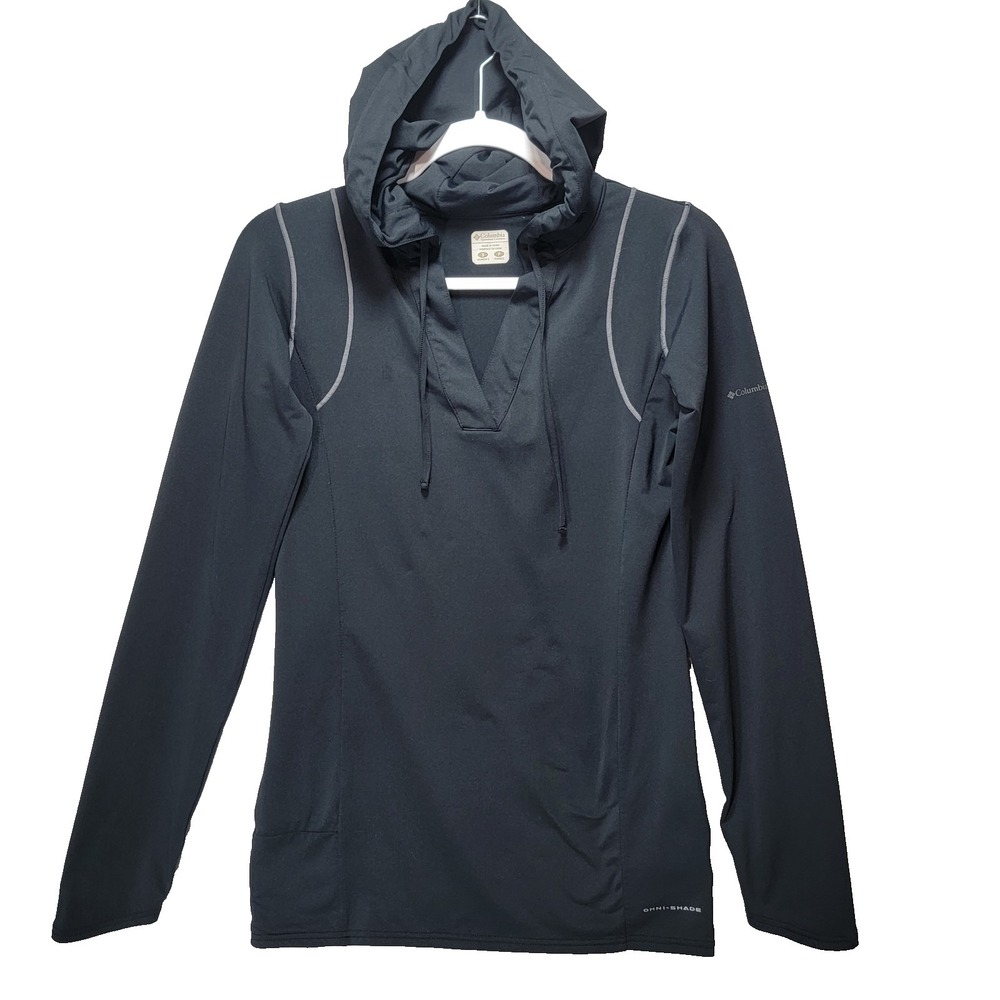 Columbia Omni Shade Hoodie Womens S Black UPF LS Active Outdoor Gorpcore Hood